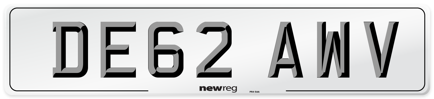 DE62 AWV Number Plate from New Reg
